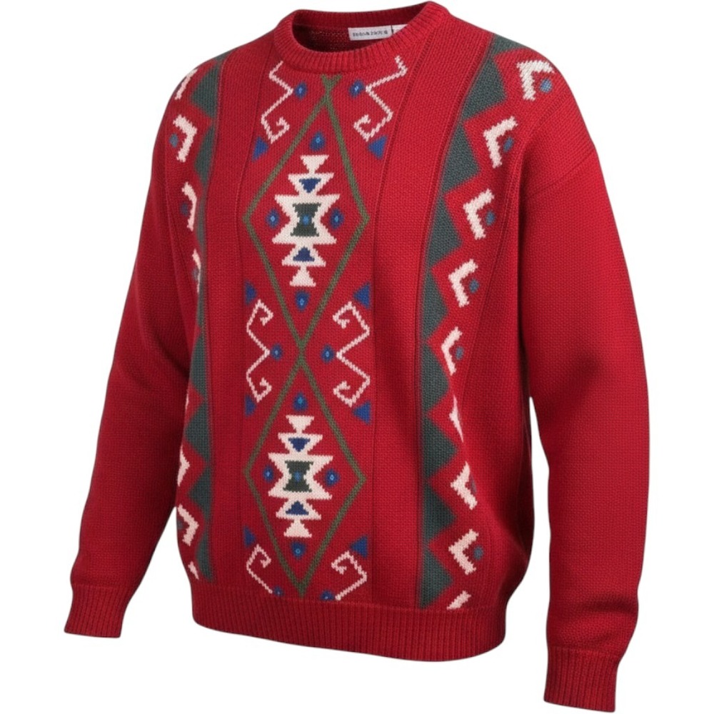 Claiborne Geometric Southwestern Sweater Mens Large Vintage Grandad Gorpcore
